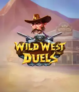  Изображение игрового автомата "Wild West Duels" от Pragmatic Play, на котором изображён суровый персонаж в шляпе с оружием в руках. На заднем плане нарисована пустынная территория с одиноким домом на Диком Западе. Отличный выбор для любителей вестернов и азартных игр.